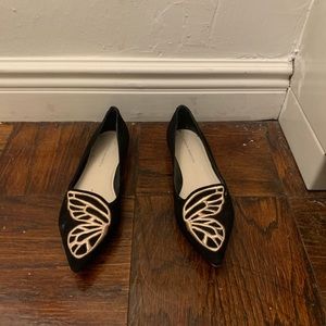 Sophia Webster black and gold butterfly flats